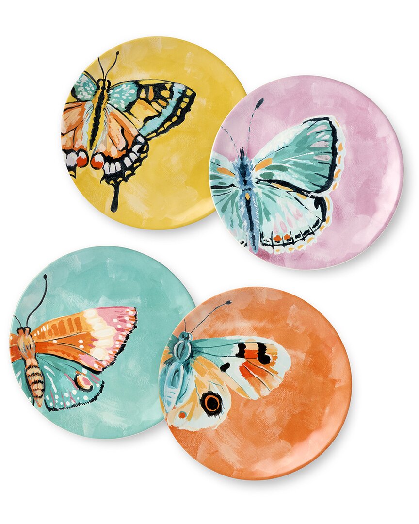 Certified International Butterflies Set Of 4 Salad Plates