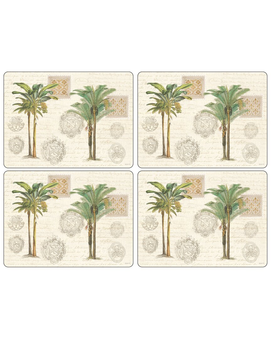 Pimpernel Vintage Palm Study Set Of 4 Placemats In Green