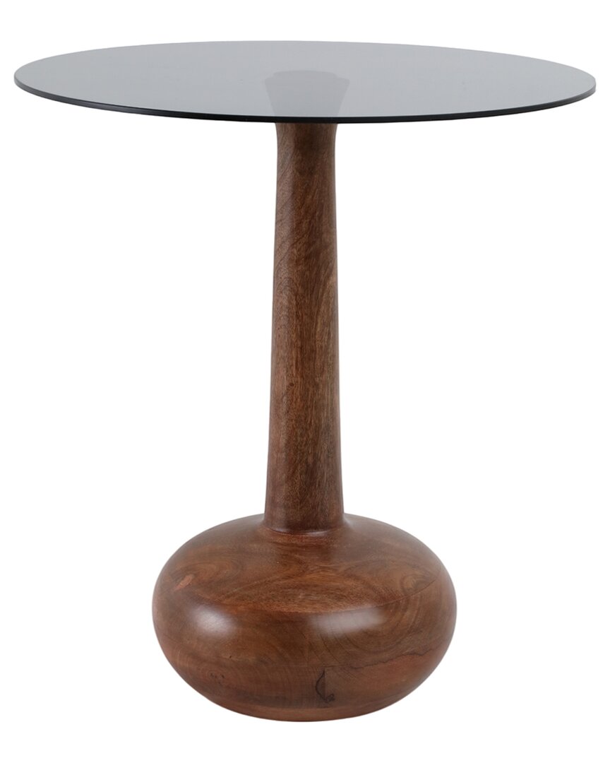 Sagebrook Home 21x18 Smoke Glass Top Teardrop Accent Table In Brown