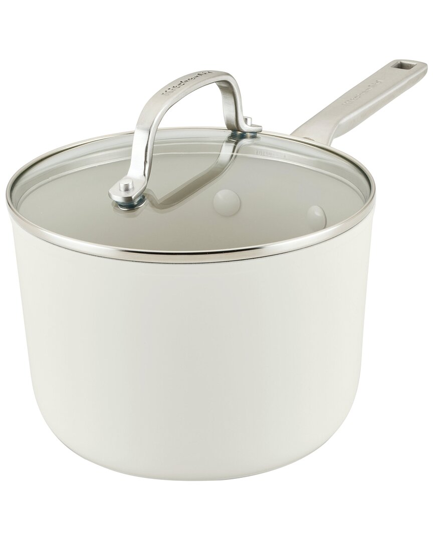 Kitchenaid Hard Anodized Ceramic 3qt Nonstick Sauce Pan In White