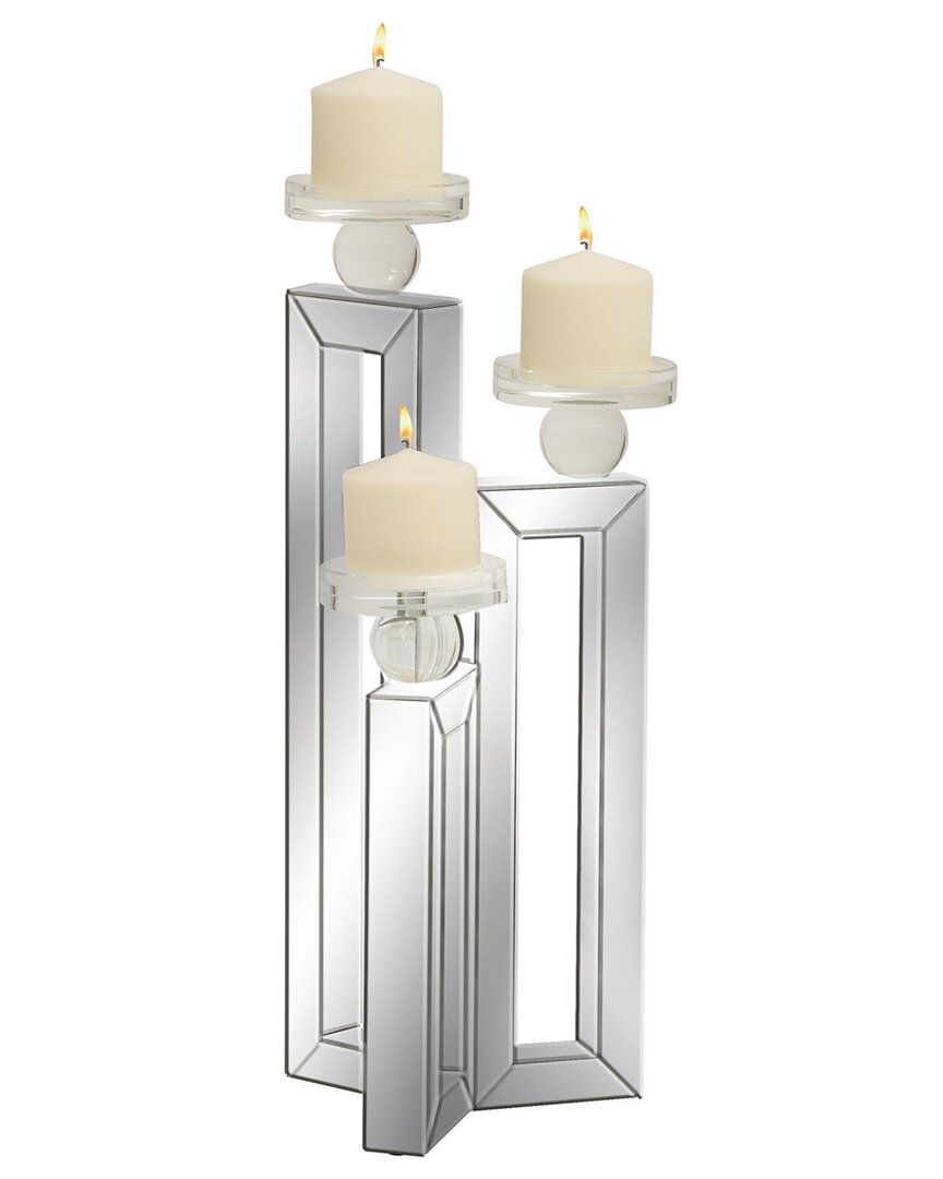 Uma Enterprises 3 Plate Decorative Candelabra With Mirrored Accents