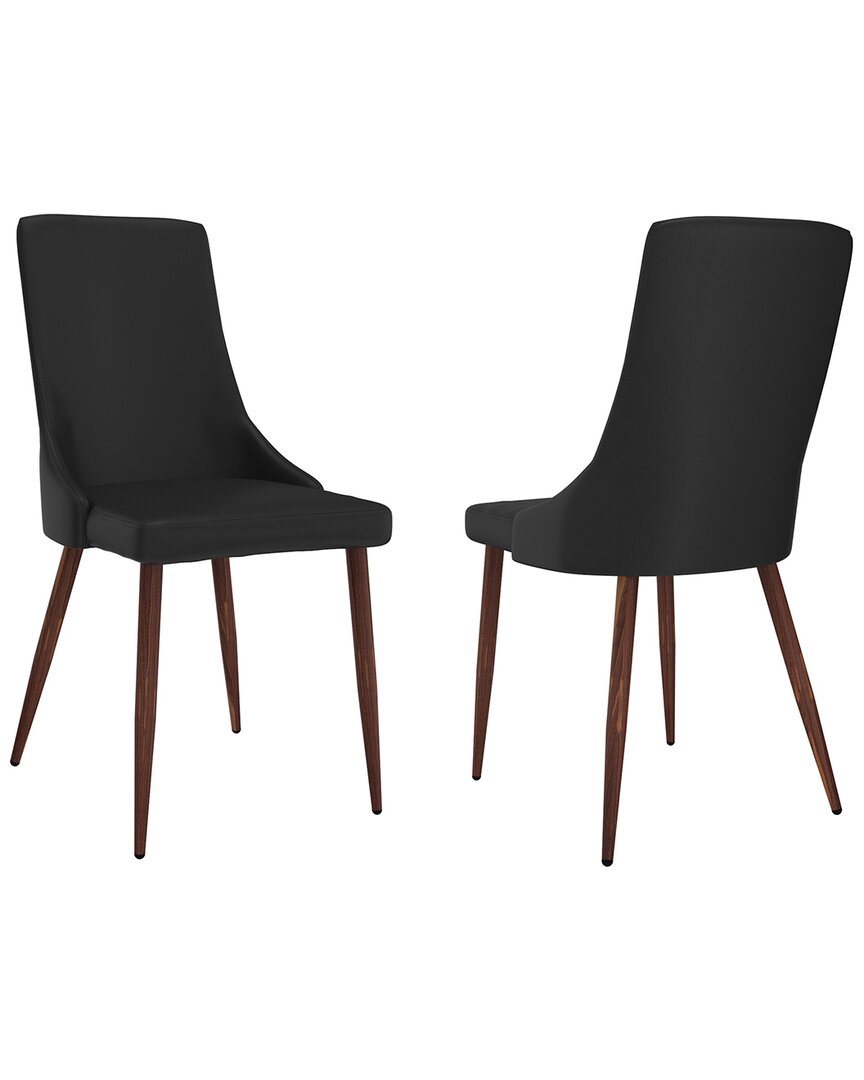 Worldwide Home Furnishings Set Of 2 Mid-century Fabric & Metal Side Chair In Black