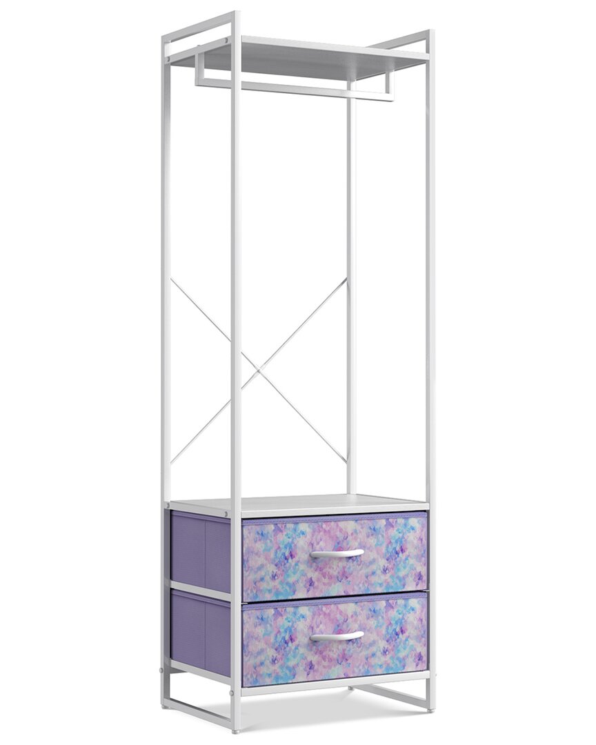 Sorbus Home Clothing Rack With Drawers In Purple