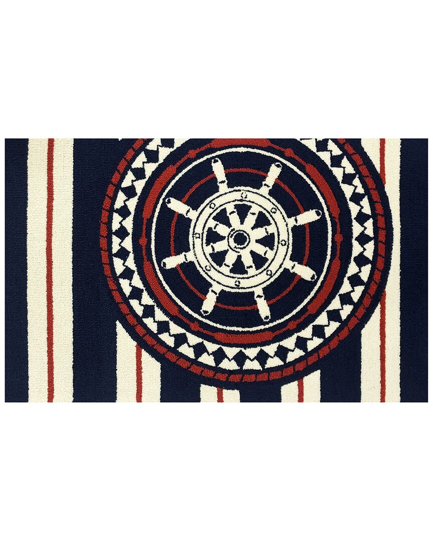 The Rug Market Nautical Wheel Indoor/outdoor Doormat In Blue