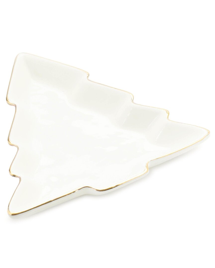 Melrose International Set Of 6 Ceramic Pine Tree Trinket Dish In White