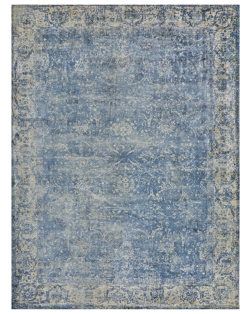 Exquisite Rugs Cassina Hand-loomed Bamboo Silk And Cotton Rug In Denim