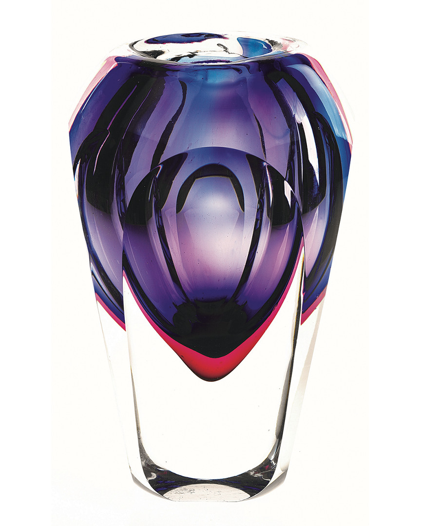 Badash Crystal Essence Murano Style Art Glass Violet 9in Vase