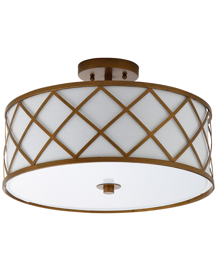 JONATHAN Y JONATHAN Y DESIGNS 3-LIGHT ELIZABETH GOLD & WHITE FLUSH MOUNT