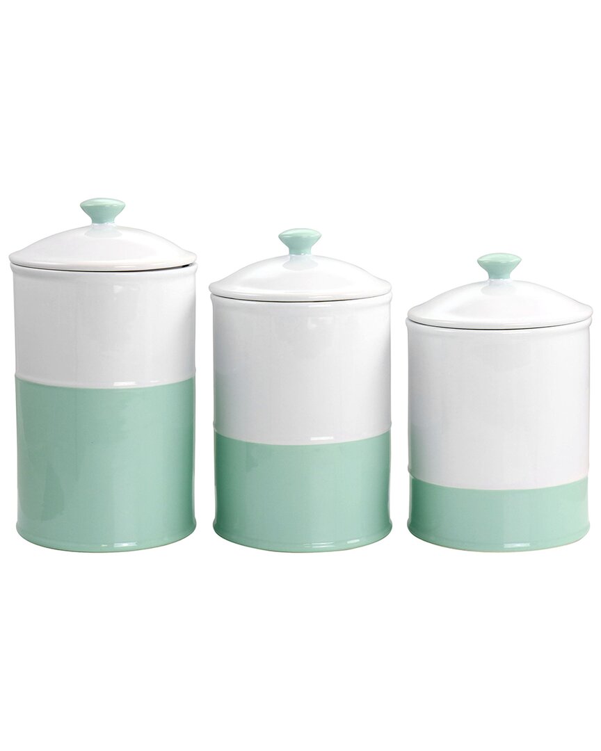 Martha Stewart 3pc Stoneware Canister & Lid Set In Green