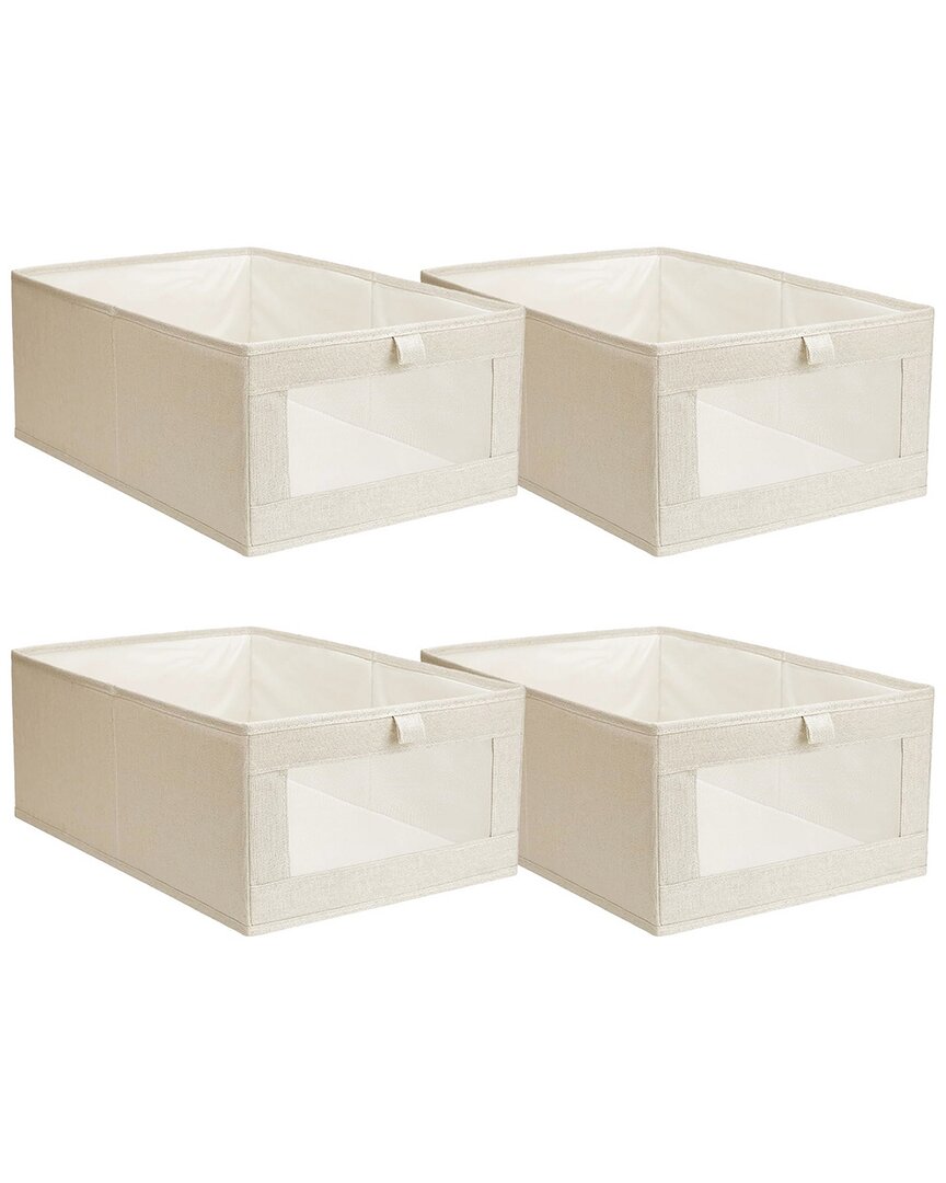 Fresh Fab Finds 4pc Foldable Linen Clothing Storage Bin In Neutral
