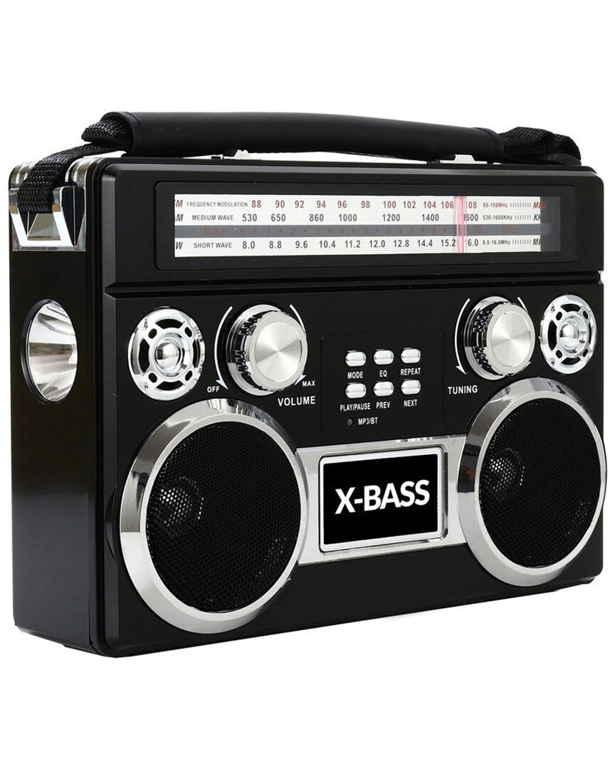 Supersonic Portable 3 Band Radio With Bluetooth & Flashlight In Black