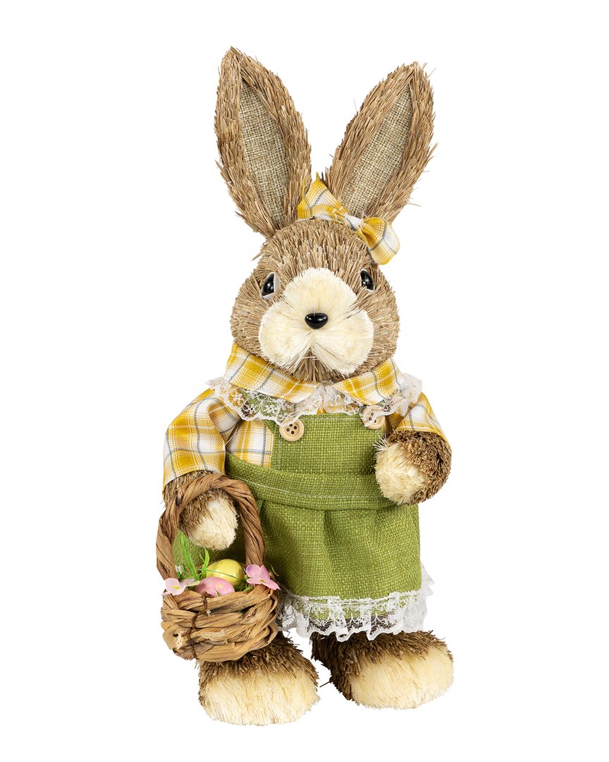Northlight Rustic Rabbit With Easter Basket Figure In Yellow