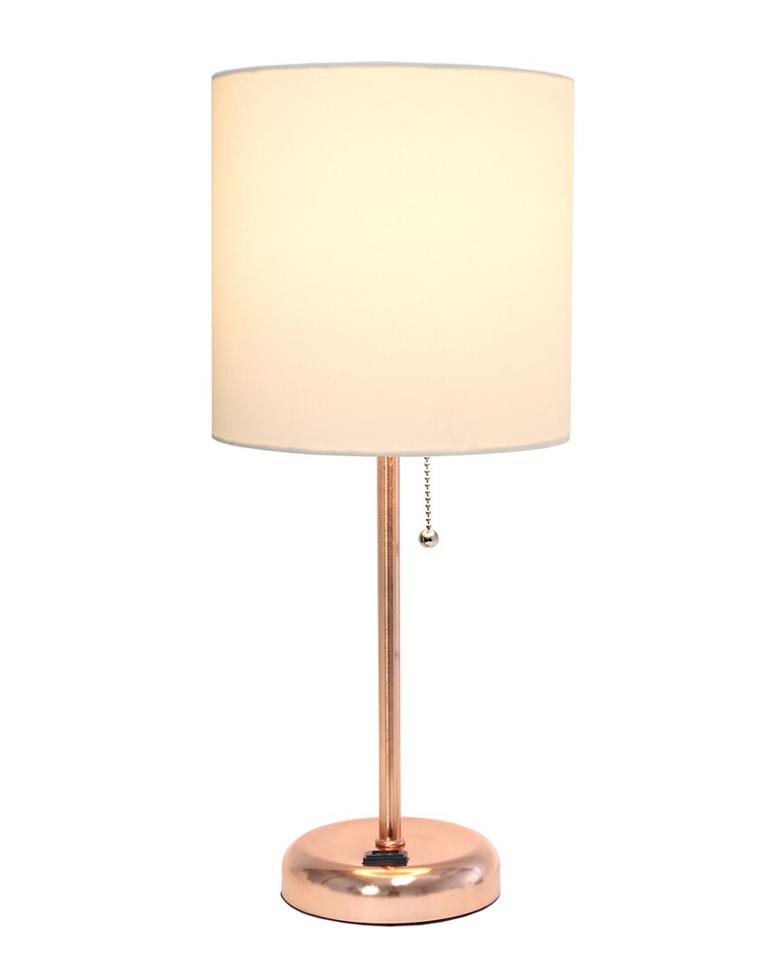 Lalia Home Oslo 19.5in Contemporary Bedside Power Outlet Base Standard Metal Table Desk Lamp In Gold