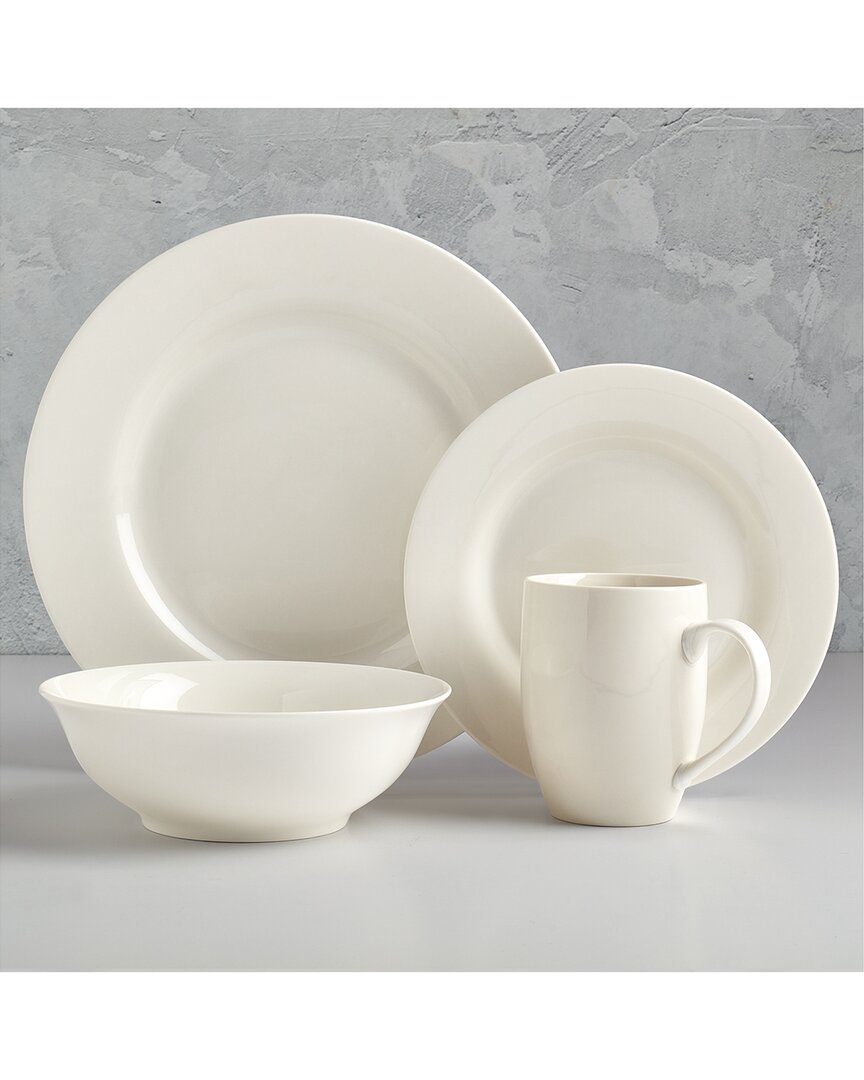 Tabletops Gallery 16pc White Ceramic Dinnerware Set