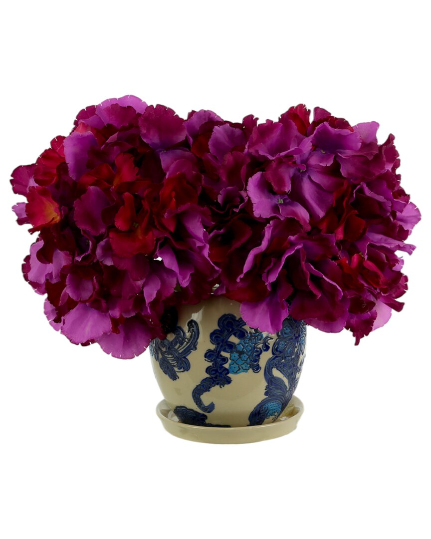 Shop Creative Displays Purple Hydrangeas Arranged In A Blue & White Ceramic Pot