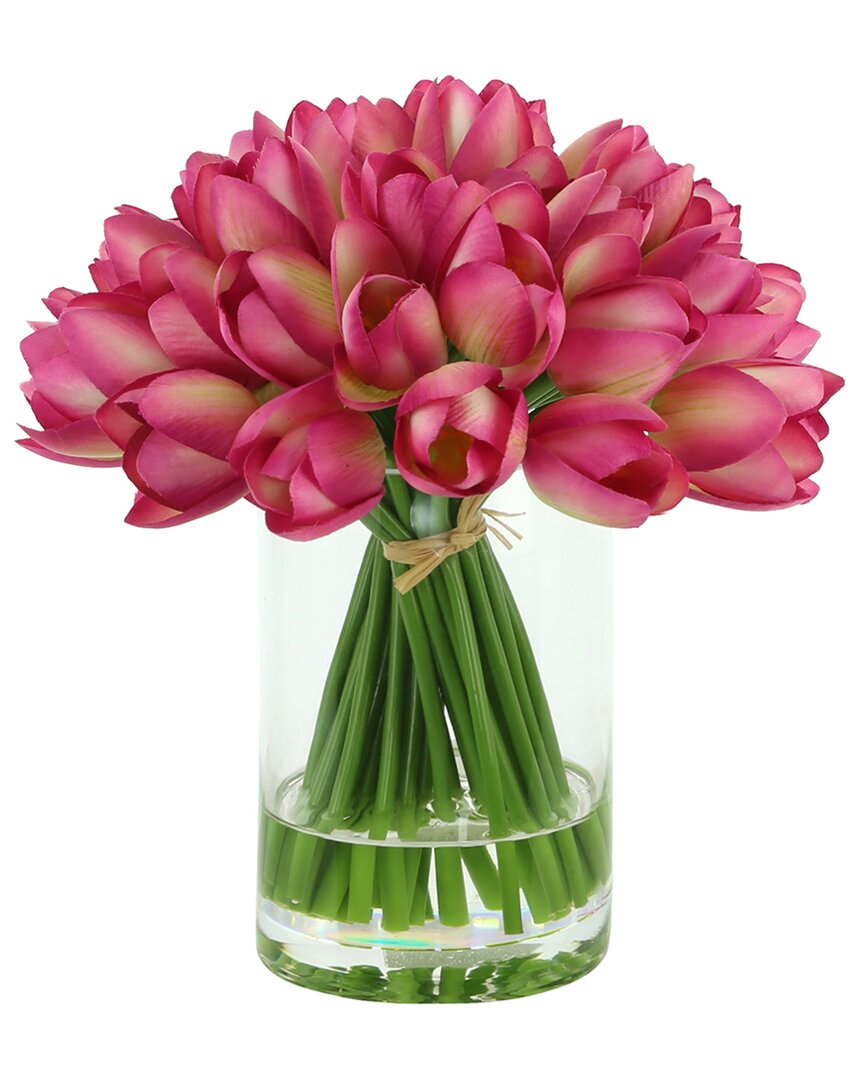 Shop Creative Displays Pink Tulips Arranged In Clear Glass Vase