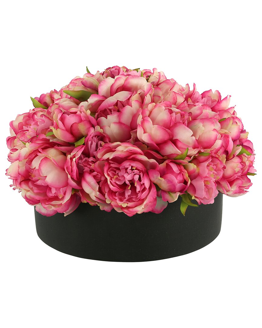Shop Creative Displays Traditional Peony Arrangement In A Round Fiberstone Planter In Pink
