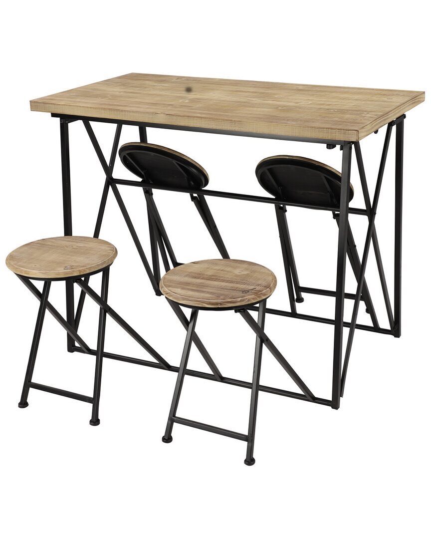Peyton Lane Industrial Metal Dining Set In Brown