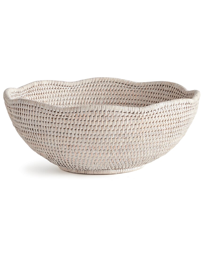 Napa Home & Garden Burma Rattan Scalloped Edge Bowl -whitewash