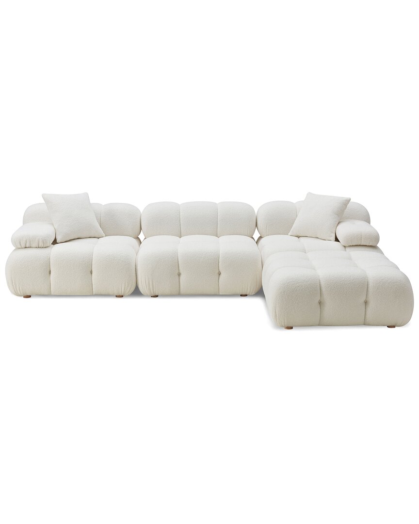 Tov Furniture Calliope Vegan Shearling 4pcmodular Sectional In White