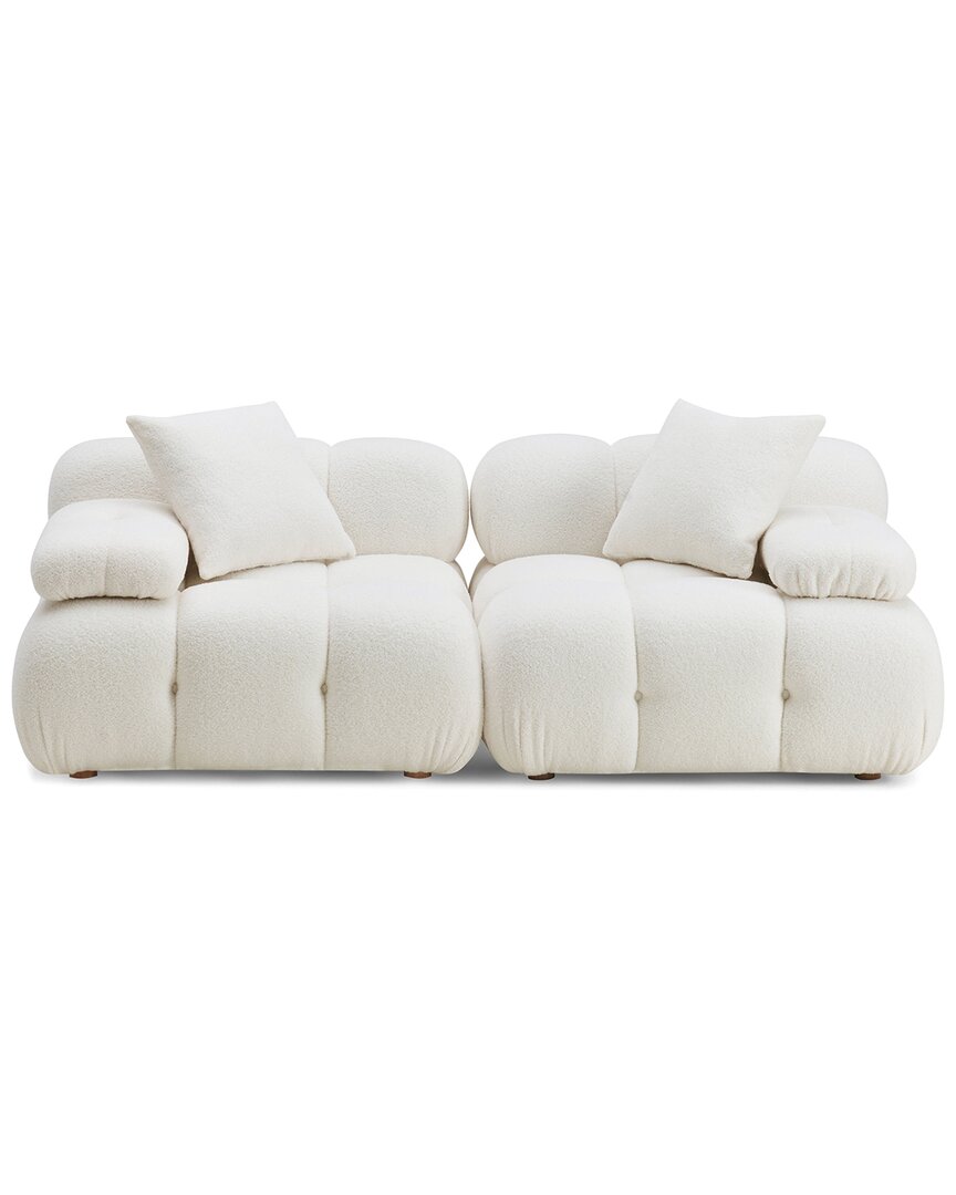 Tov Furniture Calliope Vegan Shearling Modular Loveseat In White