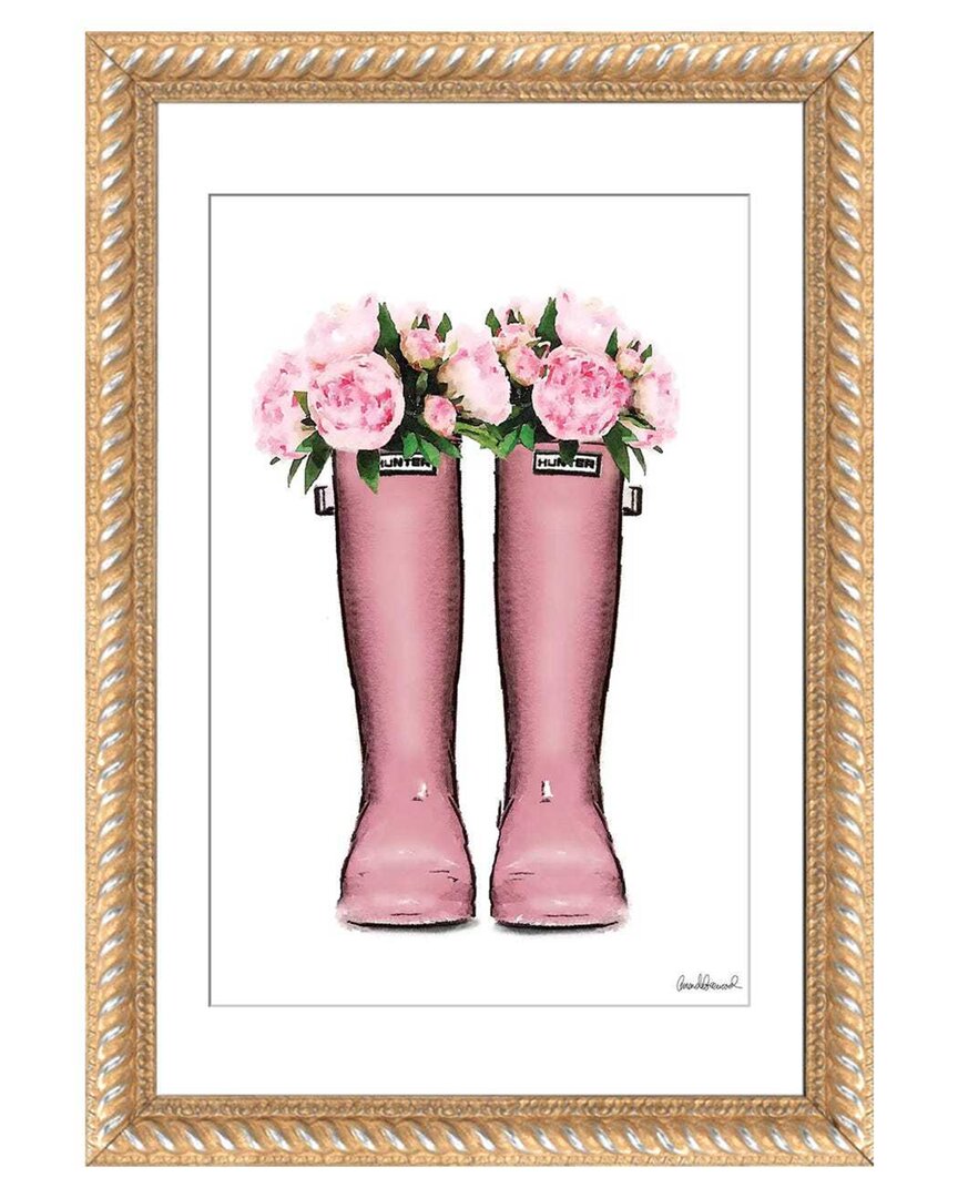 Shop Icanvas Hunter Boots In Pink & Pink Peonies By Amanda Greenwood Wall Art