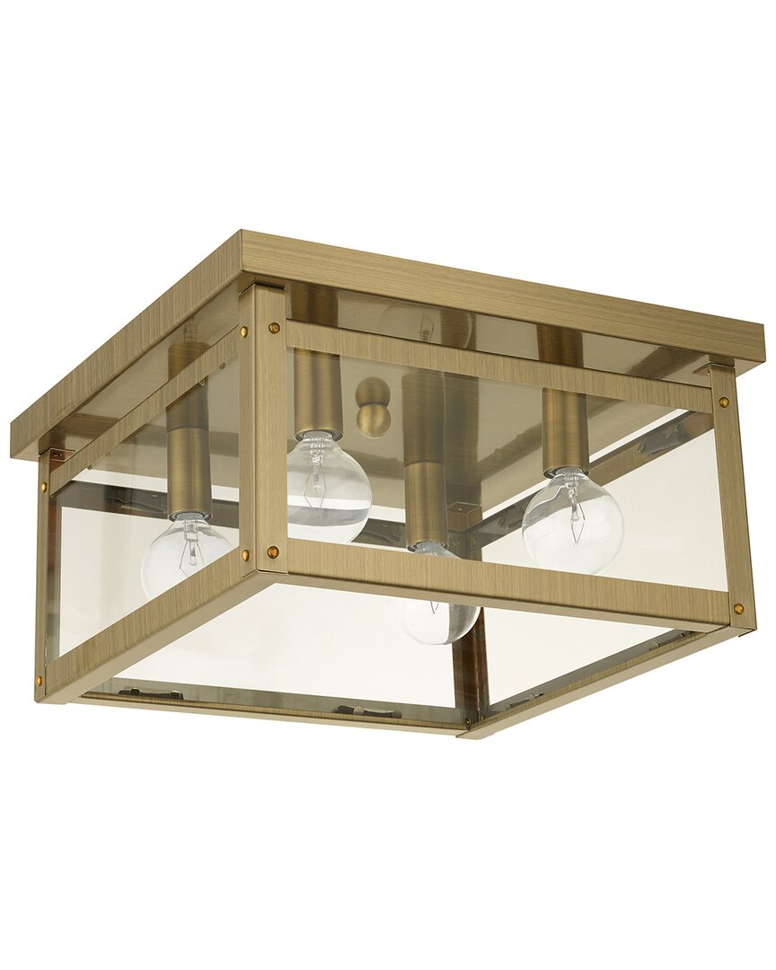 Livex Lighting Milford Brass 4 Light-flush Mount