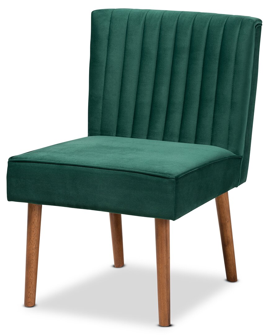 Baxton Studio Alvis Velvet Upholstered Dining Chair In Green