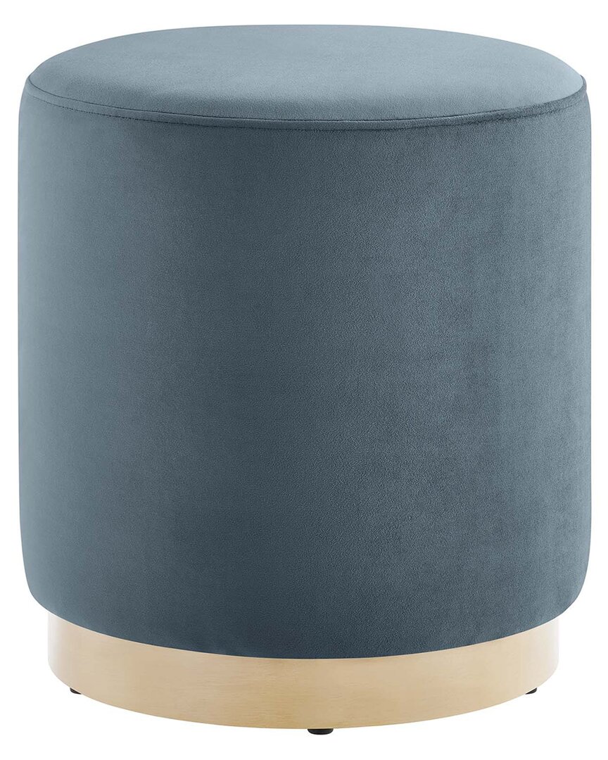 Modway Tilden 16in Round Performance Velvet Upholstered Ottoman In Blue