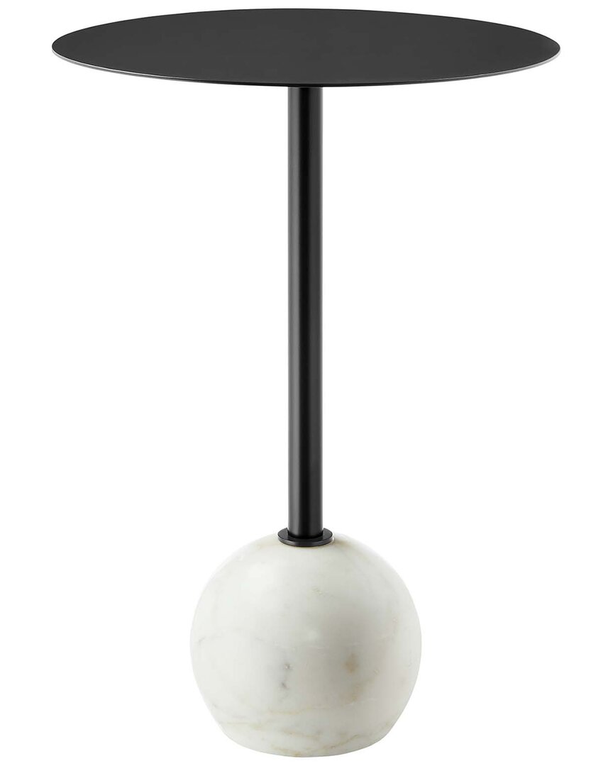 Modway Aliza Round White Marble Side Table In White