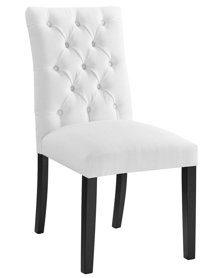 Shop Modway Duchess Button Tufted Fabric Dining Chair In White