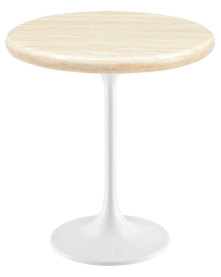 Modway Lippa 20 Round Artificial Travertine Side In White