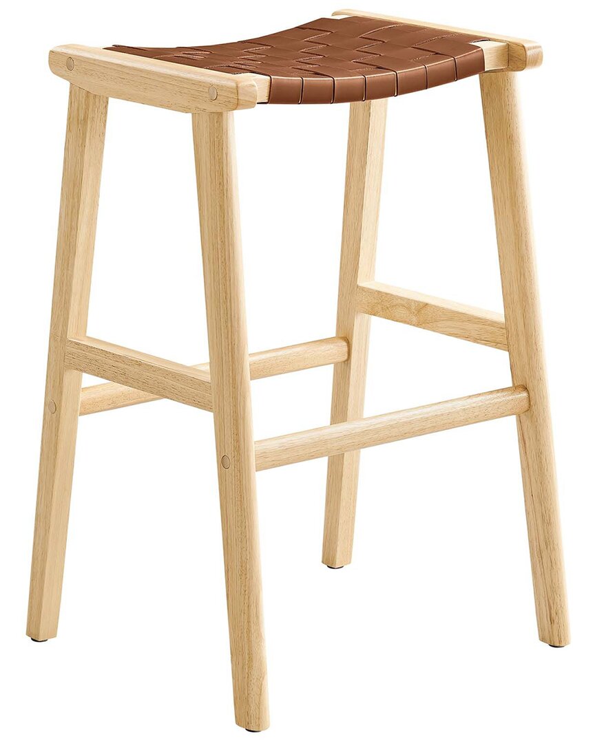 Modway Saoirse Faux Leather Wood Bar Stool Set