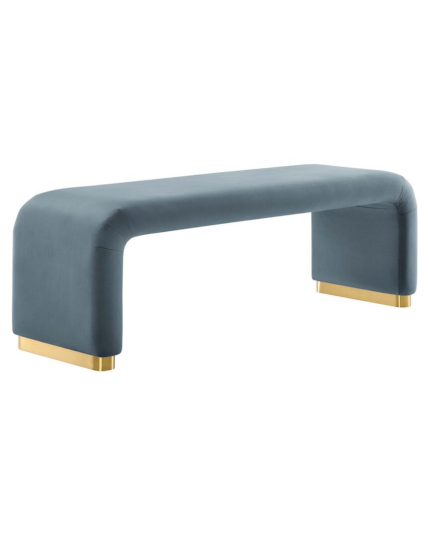Modway Koda Performance Velvet Waterfall Long Bench In Gold