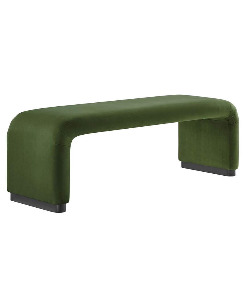 Modway Koda Performance Velvet Waterfall Long Bench In Black