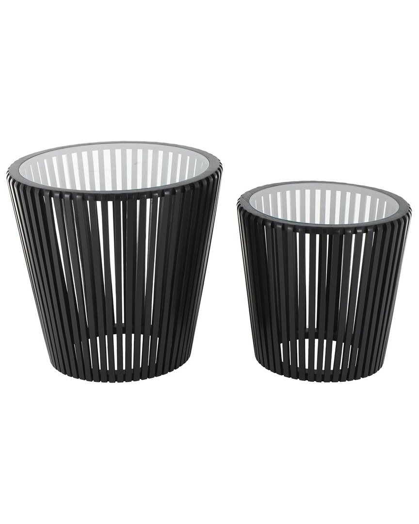 Peyton Lane Set Of 2 Cage Accent Tables With Glass Tabletops