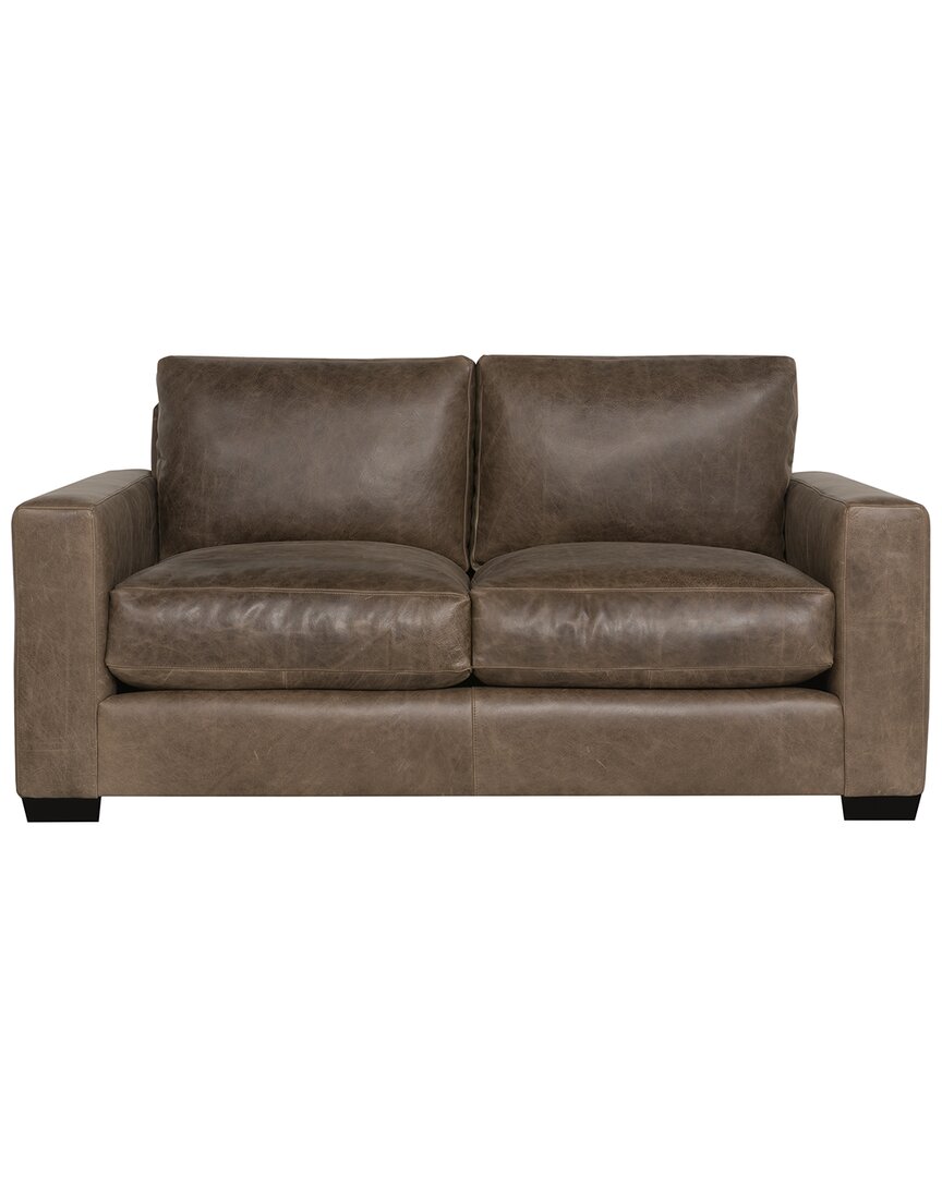 Bernhardt Dawkins Leather Loveseat In Brown