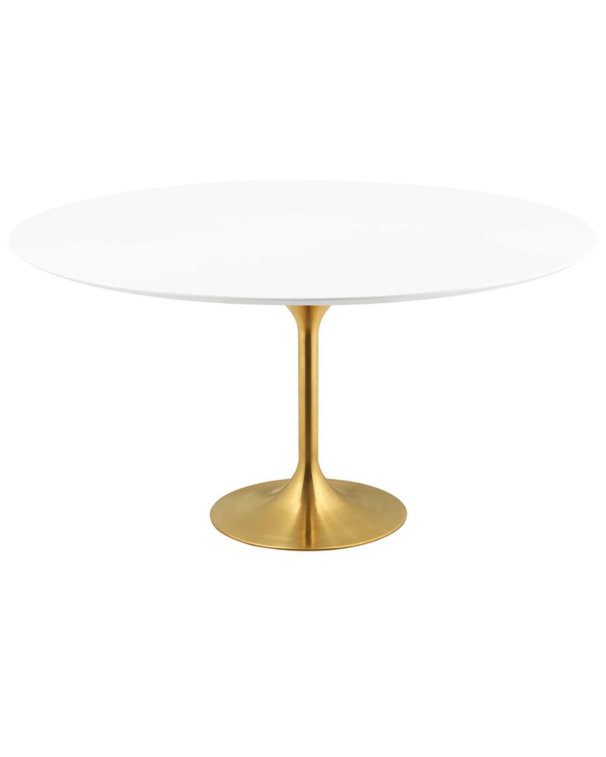 Modway Lippa 60in Round Wood Dining Table In Gold