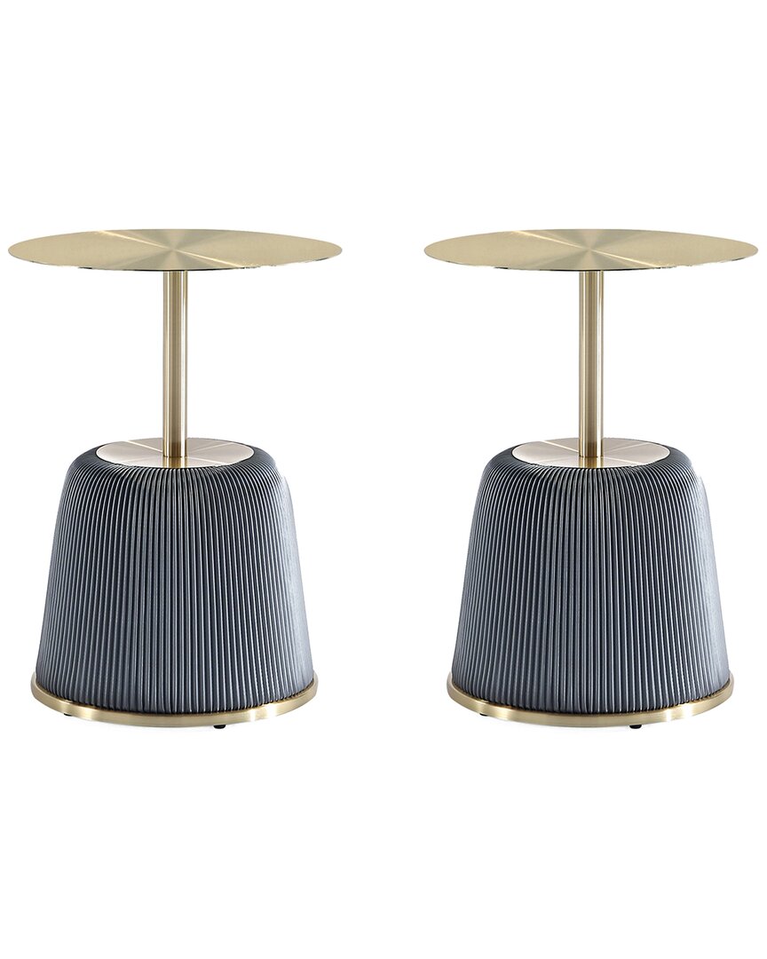 Manhattan Comfort Anderson 2-piece 15.75" Wide Leatherette Upholstered End Table Set