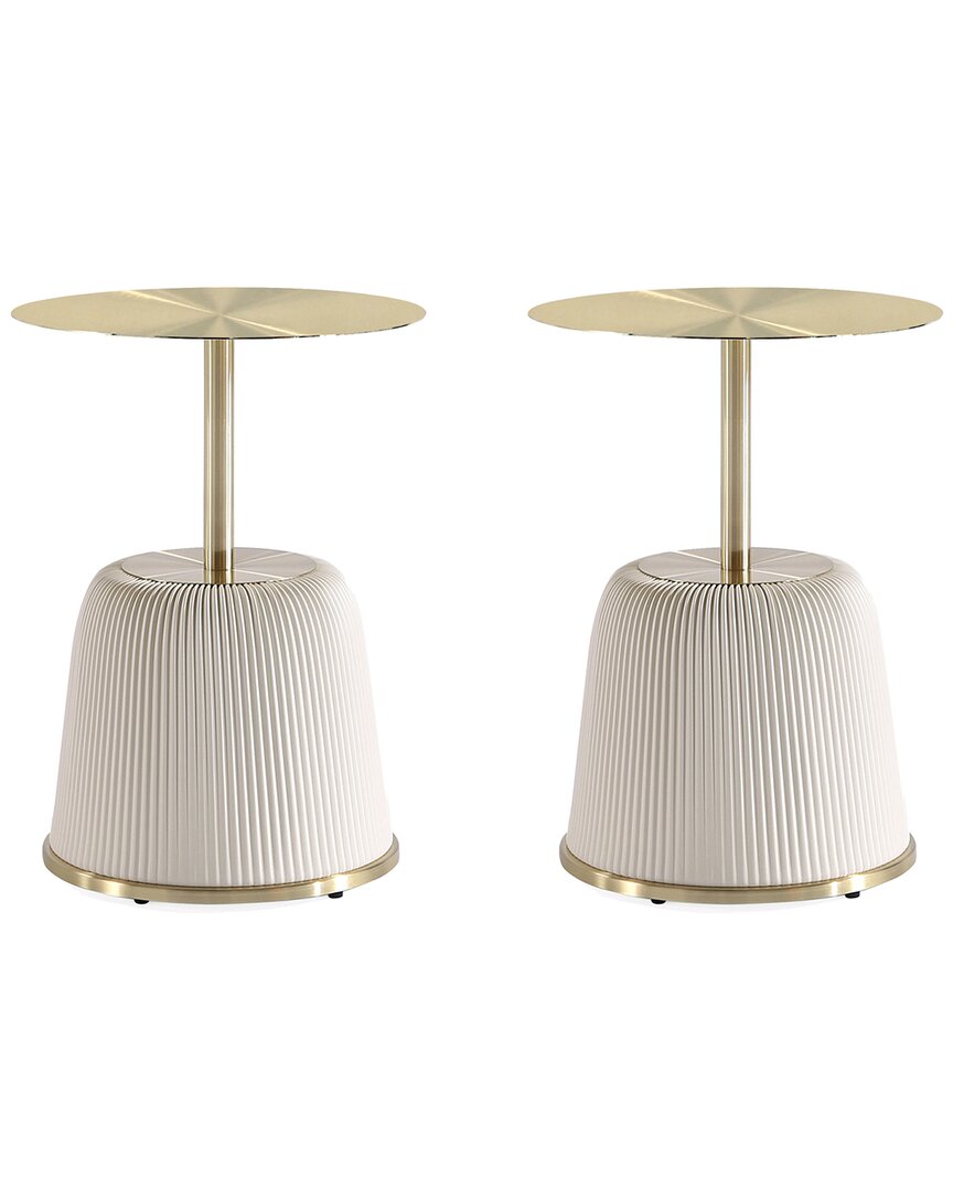 Manhattan Comfort Anderson 2-piece 15.75" Wide Leatherette Upholstered End Table Set