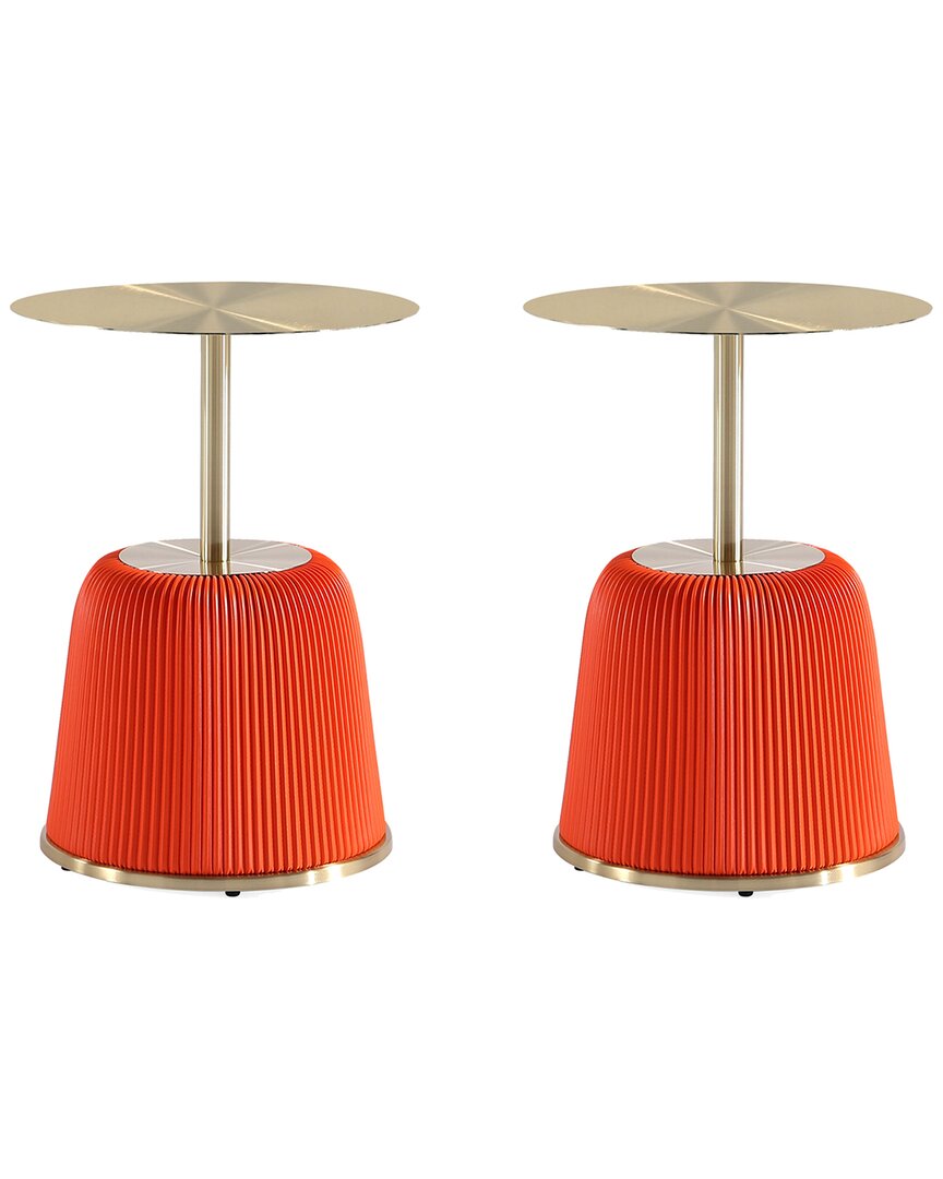 Manhattan Comfort Anderson 2-piece 15.75" Wide Leatherette Upholstered End Table Set