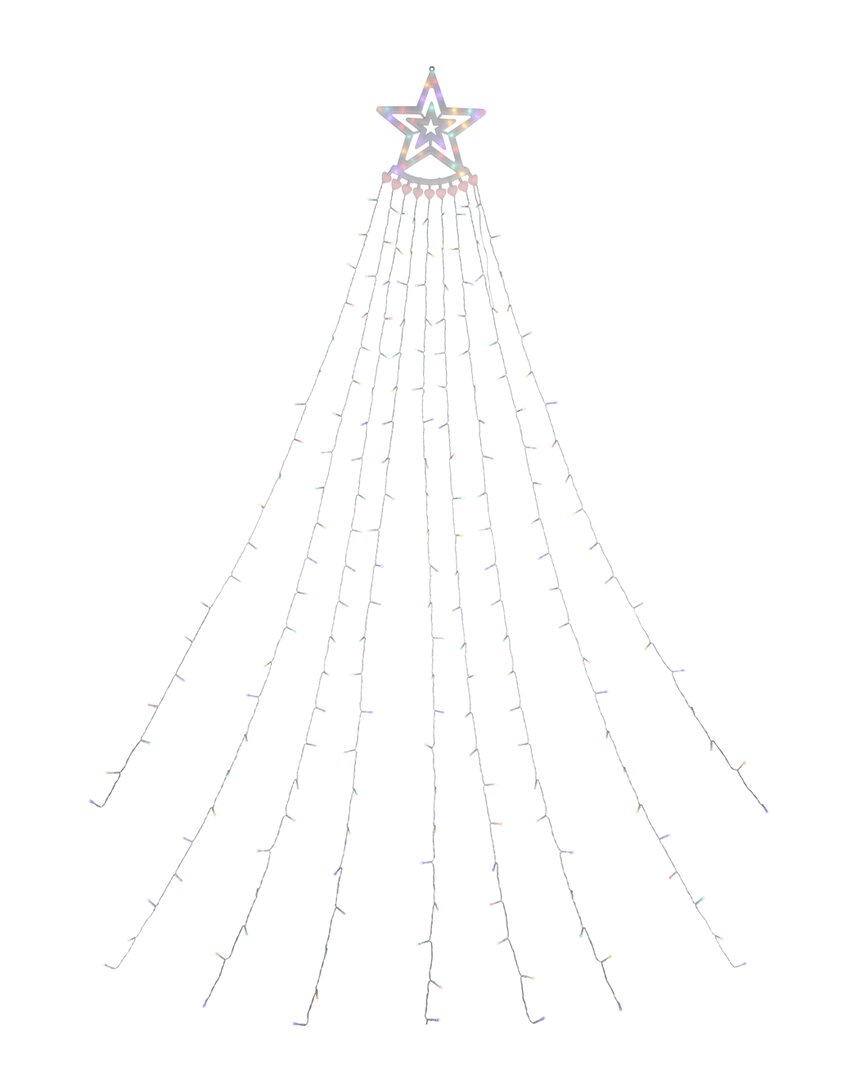 Northlight 12.5ft Multicolor Led Waterfall Light Tree Outdoor Display In White