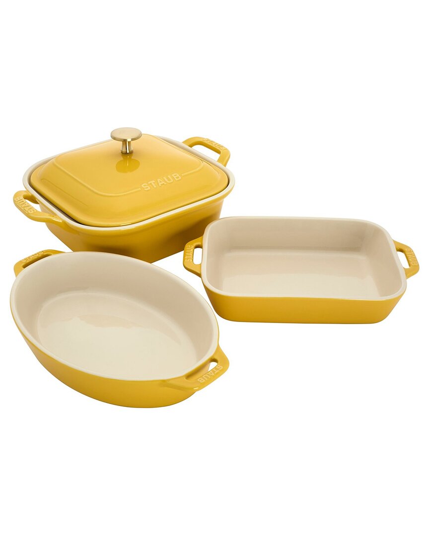 Staub Ceramic 4pc Baking Pans Set In Yellow