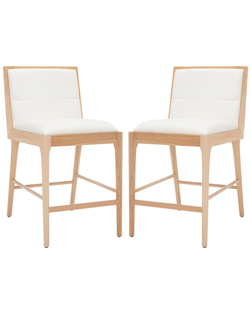 Safavieh Couture Set Of 2 Laycee Linen Counter Stools In Brown
