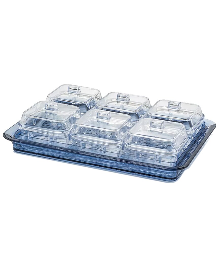 Elle Indigo Blue Acrylic Tray Clear Dishes With Lids