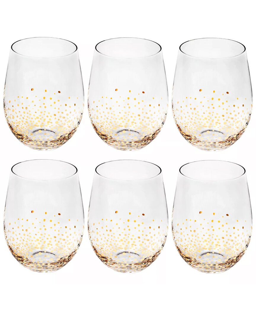 American Atelier Set Of 6 Confetti Gold Stemless Goblets