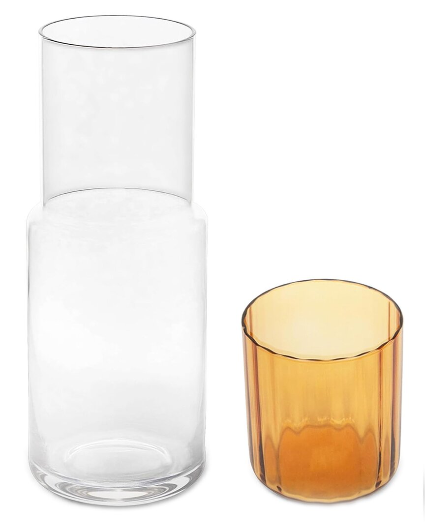 Elle Clear Carafe Set With Amber Tumbler
