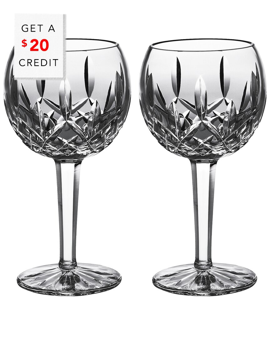 Waterford Lismore Set Of Two 8oz Wine Balloons With $20 Credit