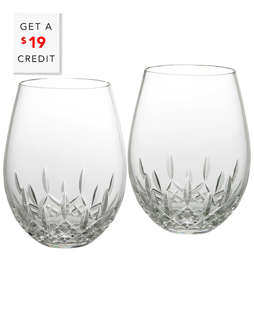 Waterford Lismore Nouveau Stemless Deep Red Wine Glasses With $19 Credit