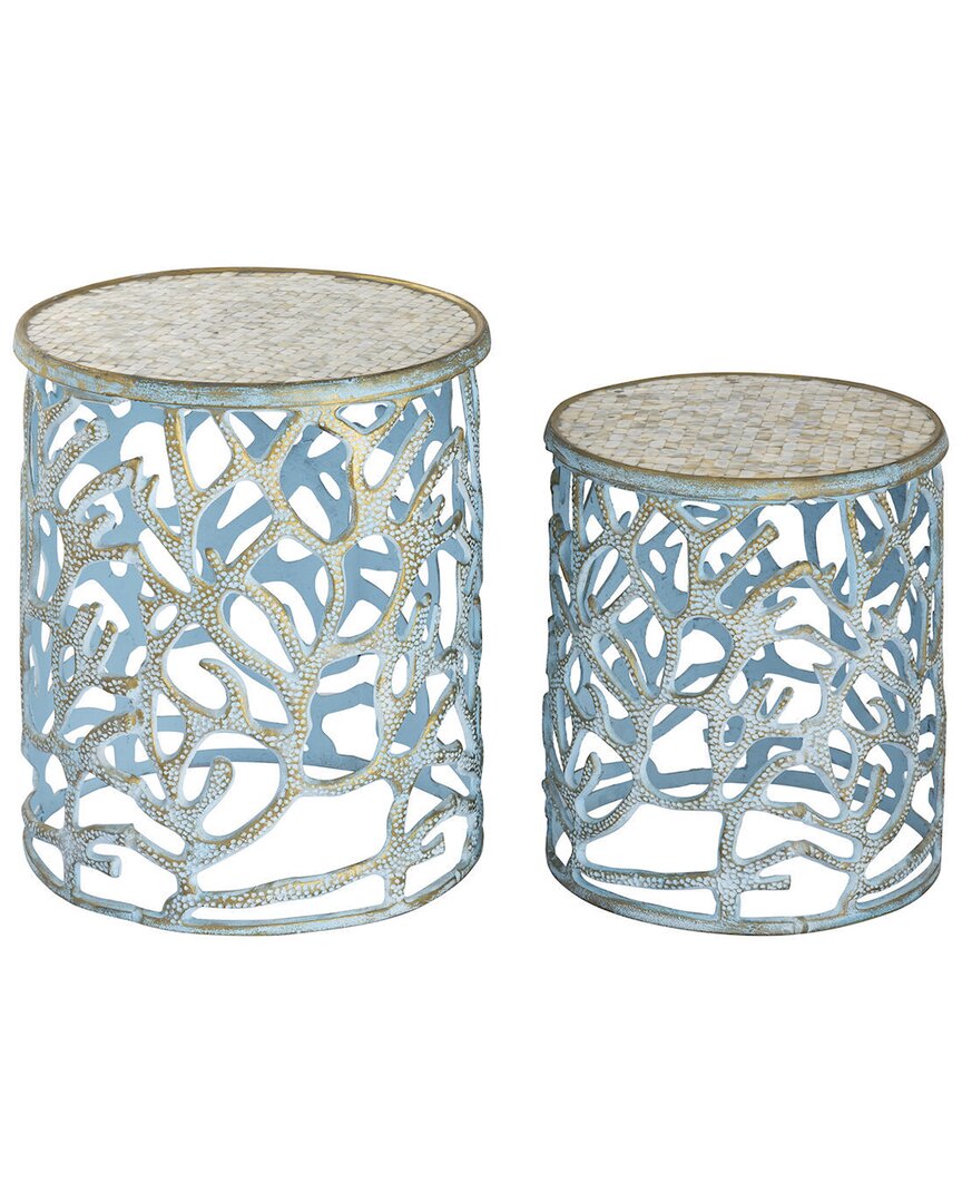 Artistic Home & Lighting Artistic Home Set Of 2 Mabley Stools In Blue